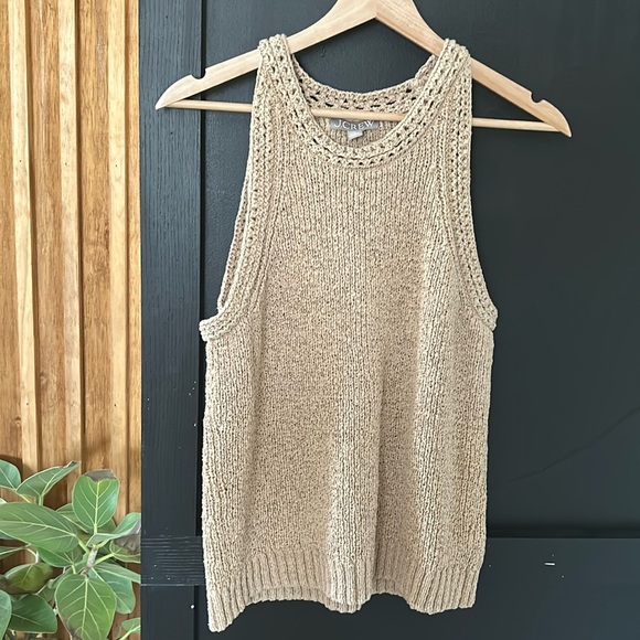 J Crew High Neck textured Pointelle Sweater Tank. L - Picture 2 of 12